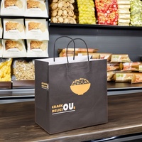 Großhandel Weiß Schwarz Recycelbare Kleidung Schuhe Lager Geschenk Fast Food Take Away Verpackung Einkaufen Kraft Papiertüte Mit Griffen