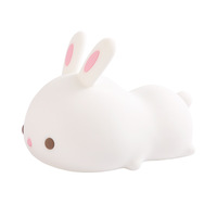 Lampe de nuit tactile LED en silicone avec lapin Chargement USB 16 couleurs à l'intérieur Jouet de chevet doux pour bébé et enfants Cadeau