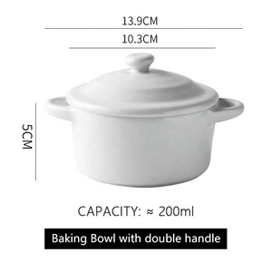 <span class=keywords><strong>Bol</strong></span> de cuisson miniature contemporain en porcelaine blanche 200 ml, qualité AB, finition lisse et vernie, multi-usages, écologique, technique personnalisée - Product Image 2