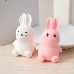 Cute Bunny Squeeze Toy White and Pink Silicone Stress Relief <b>Fidget</b> Toy for Kids Unisex Age 2 to 4 Years - Product Image 1