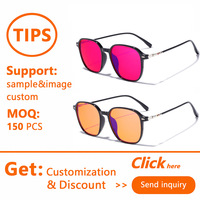 Gafas Sunray Round TR con montura completa, lentes tintadas, acento plateado en el borde interior, patillas delgadas, unisex, OEM, con bloqueo de luz azul