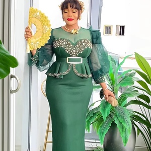 Robe de soirée ajustée pour femme africaine, avec manches lanternes en organza, grande taille, collection 2025 pour le commerce transfrontalier - Product Image 1