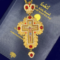 Grec Orthodoxe Religieux Église Métal Artisanat Sternum Croix Pendentif Collier Catholique Décoration Icône Bijoux pour Prière Plaqué