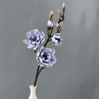 Fleurs artificielles de magnolia haut de gamme en EVA, 92 cm, toucher réel, avec bourgeons, en vrac, pour la décoration de vases à la maison et les mariages