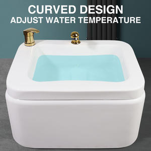 Lavabo de Pedicura de Cerámica de Alta Calidad con Asa Recta Dorada, Tazón para Spa de Pies con Drenaje para Uso en Salones de Belleza y Manicura - Product Image 2