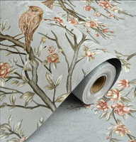 Papier peint auto-adhésif 3D en relief avec motif d'oiseaux et de fleurs, décoration murale pour salon
