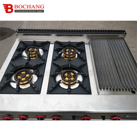 Cuisinière à gaz à quatre brûleurs avec four en acier inoxydable, brûleur à gaz pour cuisiner et braiser