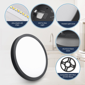 Panel de Luz <span class=keywords><strong>LED</strong></span> 2x2 para Techo, 3CCT, Regulable, 24w, Plafón <span class=keywords><strong>LED</strong></span> Redondo Delgado para Interiores, para Sala de Estar, Lámpara de Techo, Luz UFO - Product Image 5