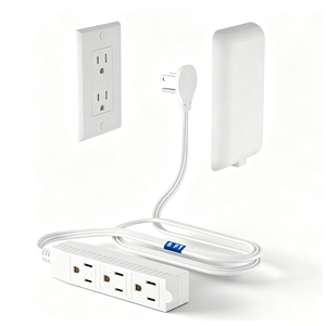 Enchufe de pared delgado con cable, kit de ocultación de cables, protector contra sobretensiones de 6 pies y 125 V con 3 tomas de corriente - Product Image 1