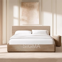 Ensemble de meubles de chambre à coucher en bois massif de chêne, style minimaliste moderne, tête de lit en bois sur mesure de luxe, lit d'intérieur