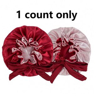 Double Layer Reversible Cap Bonnet Sleeping Satin <b>Silk</b> Tie Band Adjustable Straps <b>Head</b> <b>Wrap</b> for Curly Hair Gift - Product Image 2