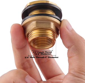 2 raccords <span class=keywords><strong>de</strong></span> cloison en laiton massif 1/2\" NPT femelle x 3/4\" GHT mâle, résistants à la corrosion pour les barils <span class=keywords><strong>de</strong></span> <span class=keywords><strong>pluie</strong></span>, les aquariums et les réservoirs d'<span class=keywords><strong>eau</strong></span> - Product Image 3