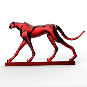 Cuộc Sống Kích Thước Nhựa Sợi Thủy Tinh Trừu Tượng Động Vật Điêu Khắc Leopard Bức Tượng Gấu Trúc Nghệ Thuật Phổ Biến Nhựa Hình Học Màu Đen Cheetah Bức Tượng - Product Image 2