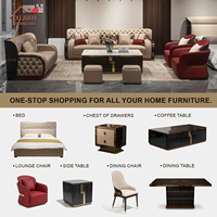 Service complet de mobilier pour toute la maison, ensemble de canapés en cuir de luxe 3+2+1 places avec structure en bois