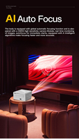 Projecteur LED Mini Portable C8pro Blanc avec Mise au Point Automatique, Rotation à 360 Degrés, 4K/1080P, Écran LCD, 4000 Lumens, Haut-parleurs Intégrés, Android 9, 3D