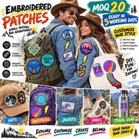 Patch brodé pour l'aventure en plein air, motif nature, espace, montagne, camping, style bohème, à thermocoller ou à coudre