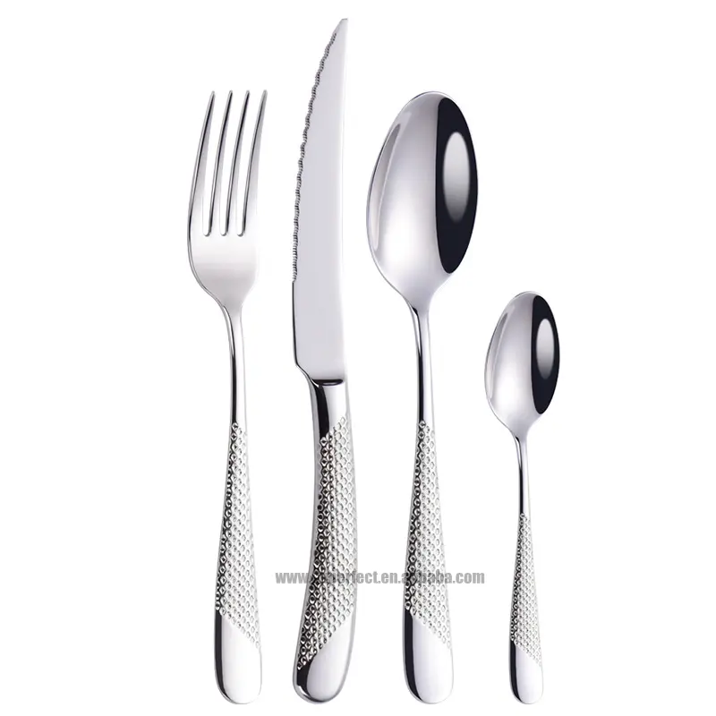 Amazon hot selling 4PCS set 304 stainless steel luxury cutlery set knife spoon and fork