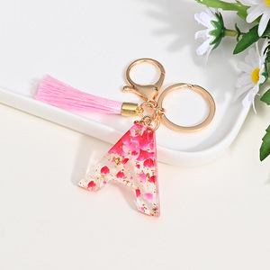 <span class=keywords><strong>Porte</strong></span>-clés en plastique à paillettes avec pendentif en résine et <span class=keywords><strong>lettre</strong></span>, vente chaude - Product Image 5