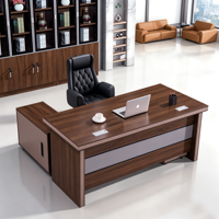 Bureau de direction de luxe en forme de L, table de patron en bois avec armoire latérale pour la salle du PDG ou du directeur