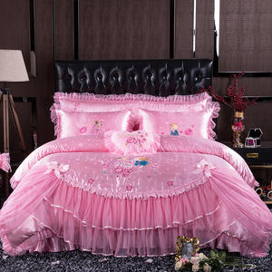 Juego de cama de edredón rojo para boda, juego de cama King Size, sábana para <span class=keywords><strong>cuna</strong></span>, venta al por mayor - Product Image 2