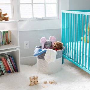 Cestini portaoggetti pieghevoli Extra Large fatti a mano cestino in corda di cotone tessuto per bambini giocattolo per bambini cesto per biancheria regalo con manici - Product Image 2