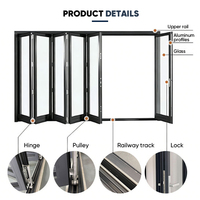 Porte pliante en aluminium de qualité supérieure avec panneau en verre trempé et verrouillage multipoints pour patio, jardin, entrée