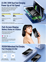 Banque d'énergie HYTO haute vitesse PD 20W SCP 22.5W Chargeur portable 10000mAh avec double ports USB de type C Affichage LED Powerbank 10000mah