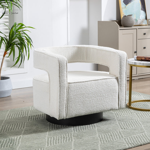 Trắng boucle hiện đại màu sắc sang trọng đồ nội thấ<span class=keywords><strong>t</strong></span> giọng bọc xoay phòng chờ xoay Thùng ghế - Product Image 3