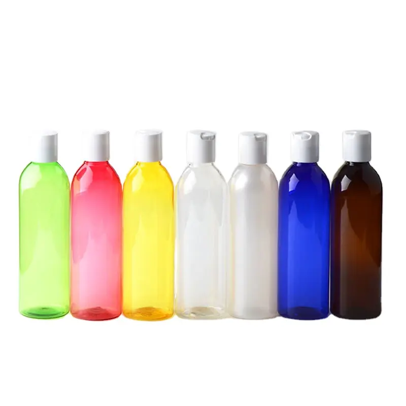 Botellas de champú vacías, contenedor de plástico PET de 250ml, botellas de loción de Gel para el cabello con tapa superior de disco