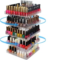 Étagère rotative à 360 degrés à 5 niveaux en acrylique transparent pour vernis à ongles, présentoir de maquillage, organisateur de cosmétiques, support de rangement, étagère carrousel
