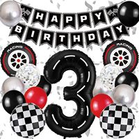 Ballon en aluminium 40 pouces en forme de pneu et éclair, grand format, pour décoration de fête d'anniversaire sur le thème de la course automobile pour garçons de 1 à 9 ans