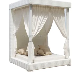 Luxe Witte Rieten Tuinhuisje Luifel Terras Meubilair Bed Set