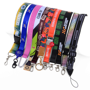 Wholesale Cheap Custom Black Neck Strap Sublimation Printed 10mm 20mm 25mm Id Card Blank Round Polyester Roll Lanyard Ribbon