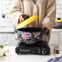 Casseroles en céramique Série Fée des Fleurs Prêtes pour le gaz et l'induction Couvercle en céramique sécuritaire Nutrition saine Pot à soupe