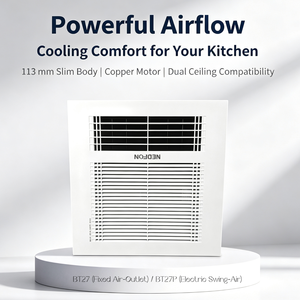 Ventilador de Techo NEDFON BT27 BT27P Blanco, Ventilador Axial de Conducto con Motor de Cobre, Cuerpo Delgado de 113 mm, Compatible con Techo Doble - Product Image 1
