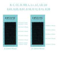 DIYDAY Cils individuels classiques Premium PBT B C CC D DD Curl Cils individuels en vison faux cils extensions