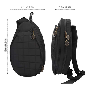 Bolsa de Tenis Negra, <span class=keywords><strong>Mochila</strong></span> de Transporte con Correa Transpirable, Cierres Vintage, <span class=keywords><strong>Mochila</strong></span> de Tenis, Sac de Raquette de Tennis - Product Image 5