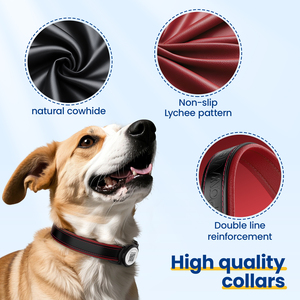 पावव्यू आरामदायक और नरम चमड़े के पु डिजाइनर मुद्रित समायोज्य कुत्ते कॉलर स्मार्ट क्यू आईडी टैग एयरटैग पालतू कुत्ते कॉलर - Product Image 4