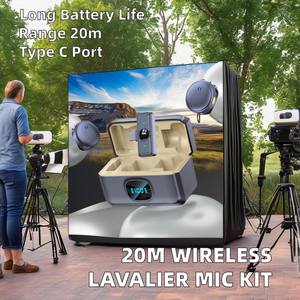 Microfone de Lapela Sem Fio Duplo com Redução de Ruído de Áudio e Padrão Omnidirecional para Gravação de Vídeo e Transmissão ao Vivo - Product Image 3