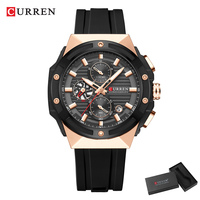 Montre chronographe sportive à quartz Curren 8462, design créatif, cadran lumineux, aiguilles lumineuses, bracelet en silicone, boîte