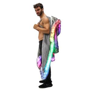 Carnival Performance Party Costume <strong>Men's</strong> European American Cosplay Hooded LED Music Festival <strong>Clothing</strong> Faux Fur Coat - Product Image 4