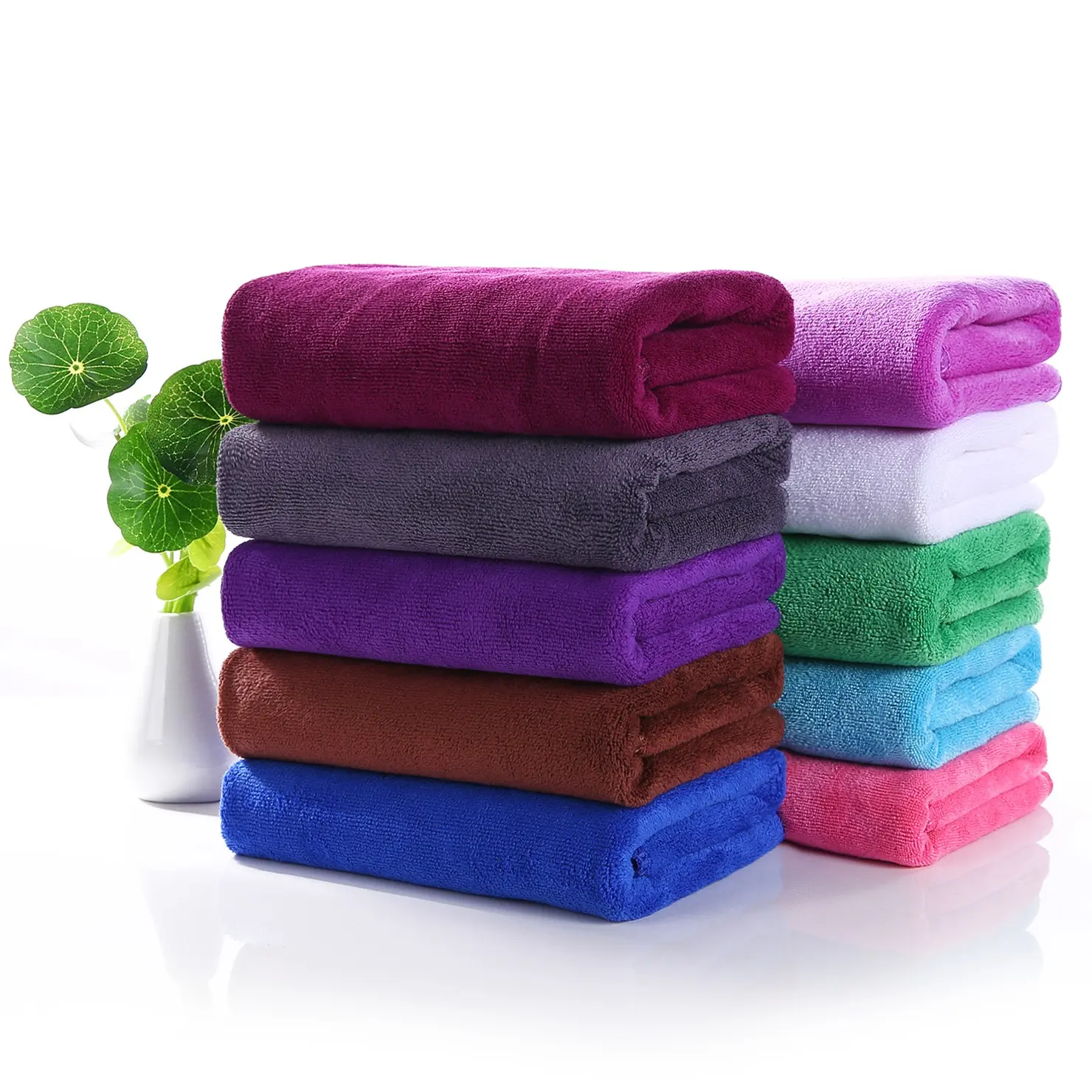 Solid Color Custom Logo Microfiber Hair Towel Car Wash 30x30cm 35x75cm Cheap Face Hand Bath Microfiber Towel