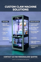 Machine à griffes noire professionnelle, machine de jeu d'arcade moderne, distributeur de jouets à monnayeur avec système anglais stable
