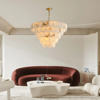 Lustre en pierre d'onyx naturelle, disque rond, chaîne dorée, pour hôtel, restaurant, boutique, salle de réunion, salle à manger