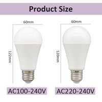 5 pièces couleur boîte Pack LED A60 ampoule 15W/18W AC220-240V AC100-240V 270 degrés E27 Base lumière blanche chaude Design moderne