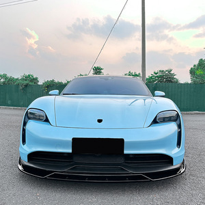 Amp Z Porsche Taycan 2019 Front Bumper <b>Lip</b> <b>Splitter</b> Carbon Fiber Texture Matte Finish Tuning Style Exterior Modification Parts - Product Image 2