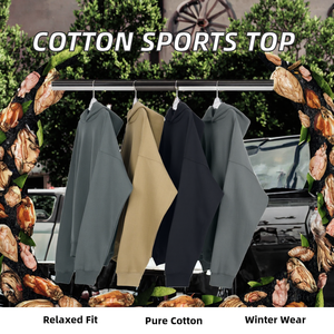 100% sweat à capuche de sport en coton de haute qualité hiver personnalisé imprimé pull de style chemise doublé solide coupe ample col à capuche conception - Product Image 3