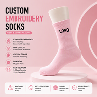 Chaussettes brodées personnalisées OEM, chaussettes en coton à logo personnalisé, chaussettes de sport personnalisées, couleur personnalisée, faible MOQ, commande en gros d'usine