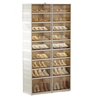 Vente en gros Mini boîte à chaussures noire vide pliable empilable en plastique transparent personnalisé