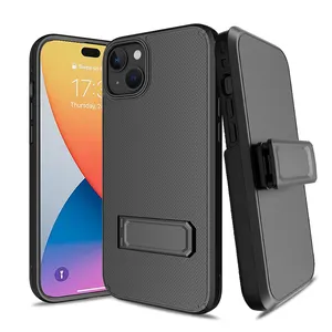 Funda de pistola con Clip para cinturón, funda trasera de combinación con soporte para ranura para tarjeta 4 en 1, funda de teléfono resistente a prueba de golpes para iPhone 14, venta al por mayor